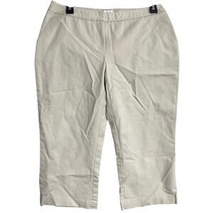 Semantiks Capri Pants Women Petite Size 8 Beige Cotton Blend Mid Rise Minimalist